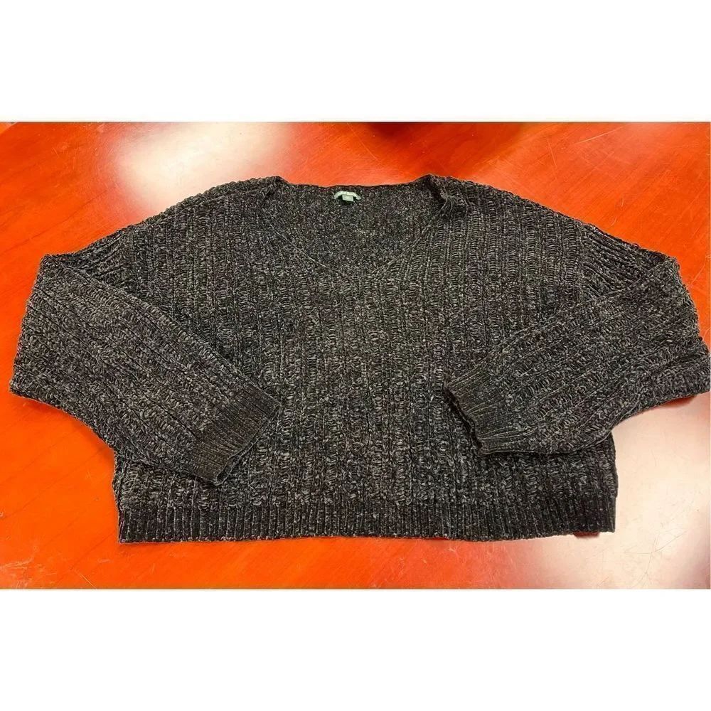 Wild Fable Black Chenille V-Neck Boxy Fit Sweater sz XXL EUC